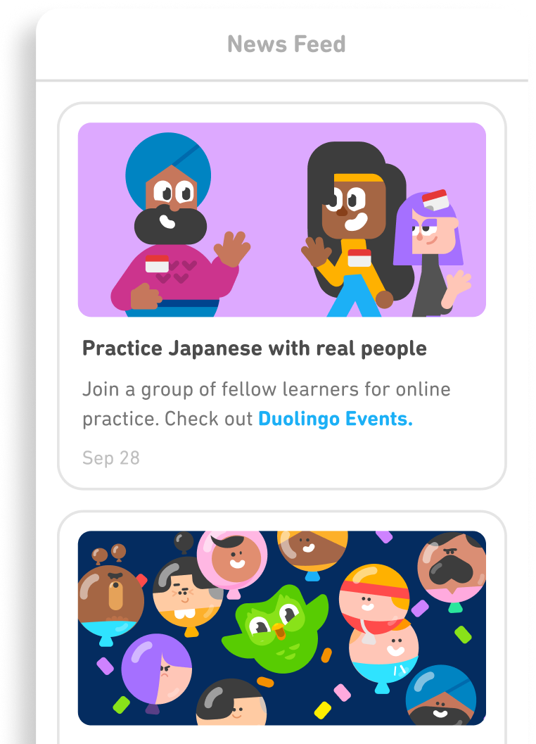 Duolingo News Feed screen